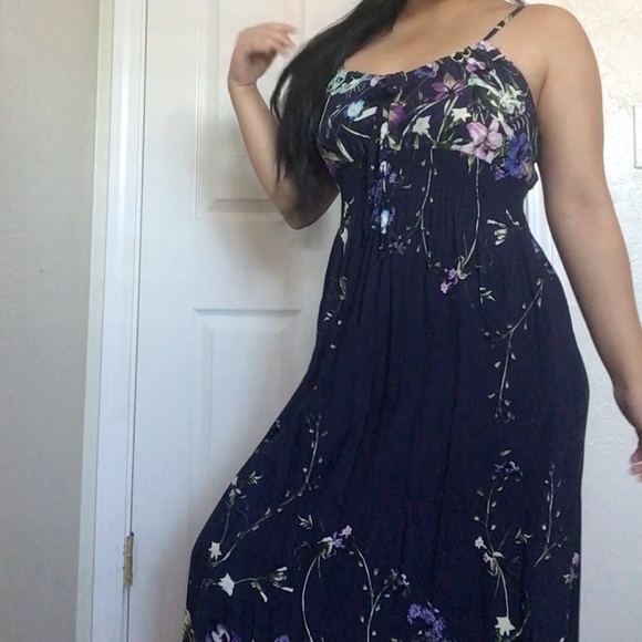 Blue Floral Maxi Dress Size M - Picture 1 of 5